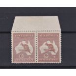 Australia 1923/4 B6d Chestnut SG 73a "Leg of Kangaroo Broken" in pair with normal unmounted mint