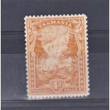 Australia (Tasmania) 1907-12 4d Orange-Yellow, Perf 12 1/2 Comp 11, SG 247 db, White T55c, mounted