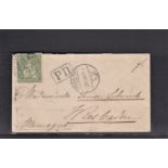 Switzerland 1868 envelope posted to Wiesbaden cancelled 2/9/1868, back cancelled Bern in transit