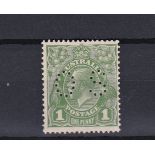 Australia 1927 1d Green Perf. OS (SG098b, BW 81(1)fb), Fine unmounted