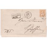 Switzerland 1867 Invoice cancelled 19/1/1867 on SG 56 20c, additional charge stamp 149c 2x back