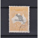 Australia 1929/30 5/- Grey & Yellow (SG111), very fine used (C.T.O.)