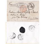 Switzerland 1860 Cover posted to France cancelled with Geneva and Switzerland "Bullseye" cancels