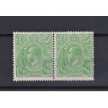 Australia 1915 1/2d Green Pair "Inverted Watermark" SG 20w. Mounted Mint