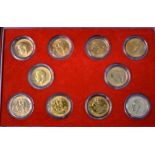 Gold Half Sovereigns (10) 1911-1925 Half Sovereigns, AEF to AUNC nice lot boxed in capsules. (10)