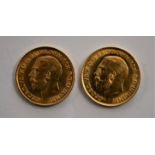 Gold Half Sovereigns 1913 and 1914 (2), GEF or better