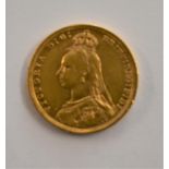Gold 1888 Victoria Jubilee Head Sovereign, VF