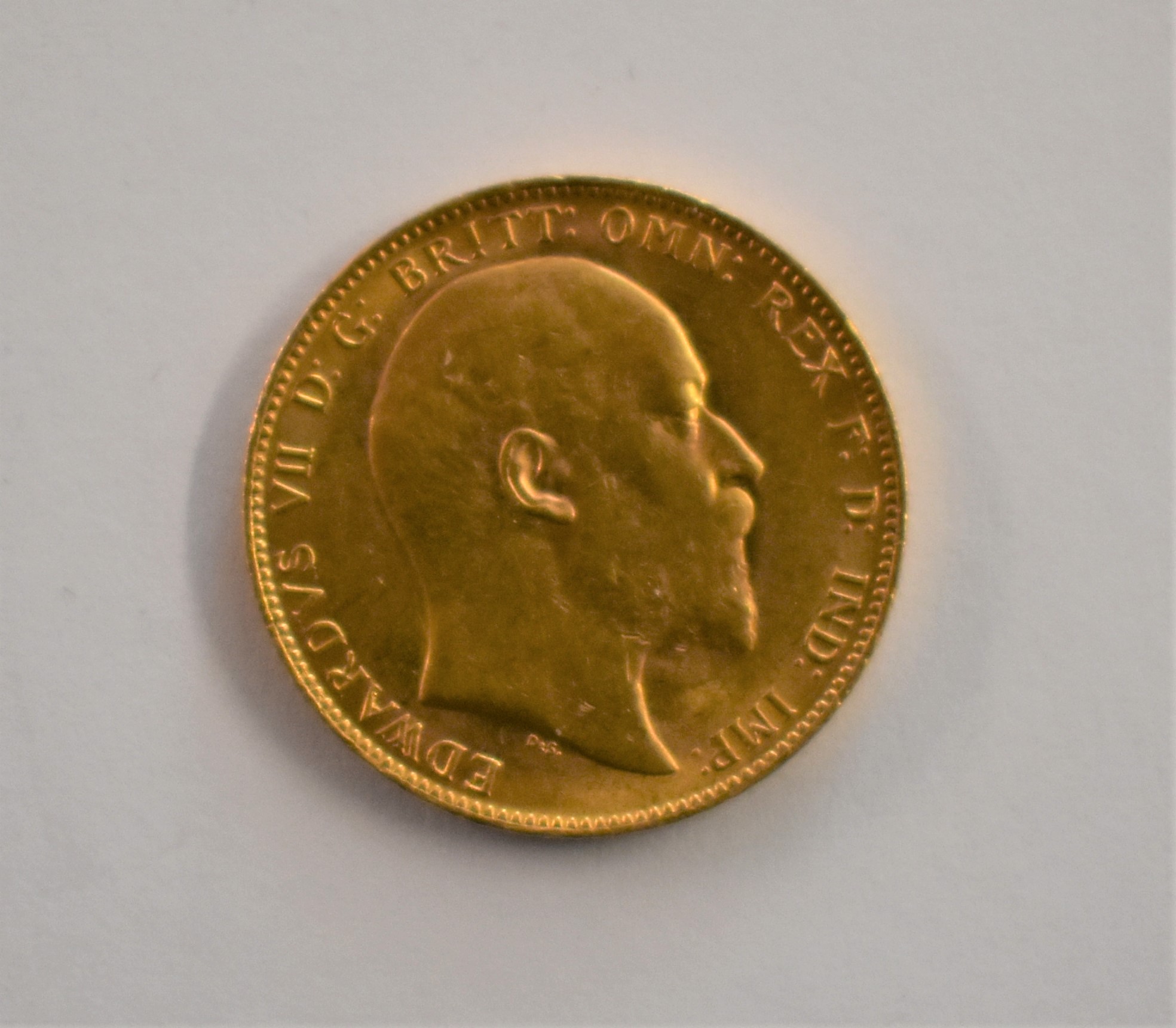 Gold 1908 KEDVII Sovereign, GVF+