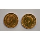 Gold Half Sovereigns 1911 and 1912 (2), GEF or better