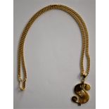 Gold Necklace 18ct Gold, chain and a 18ct Dollar Sign Pendant (30gm's)