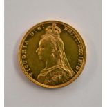Gold 1892 Victoria Jubilee Head Sovereign, EF