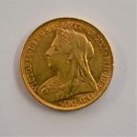 Gold 1900 Victoria old Head Sovereign, GVF