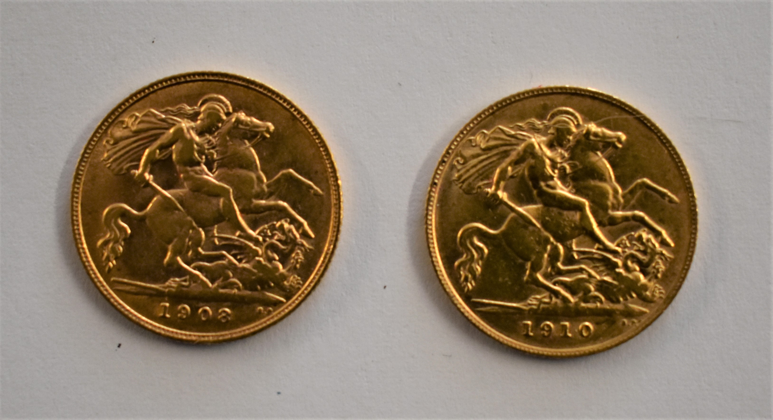 Gold Half Sovereigns 1908 and 1910 (2), EF or better - Image 2 of 2