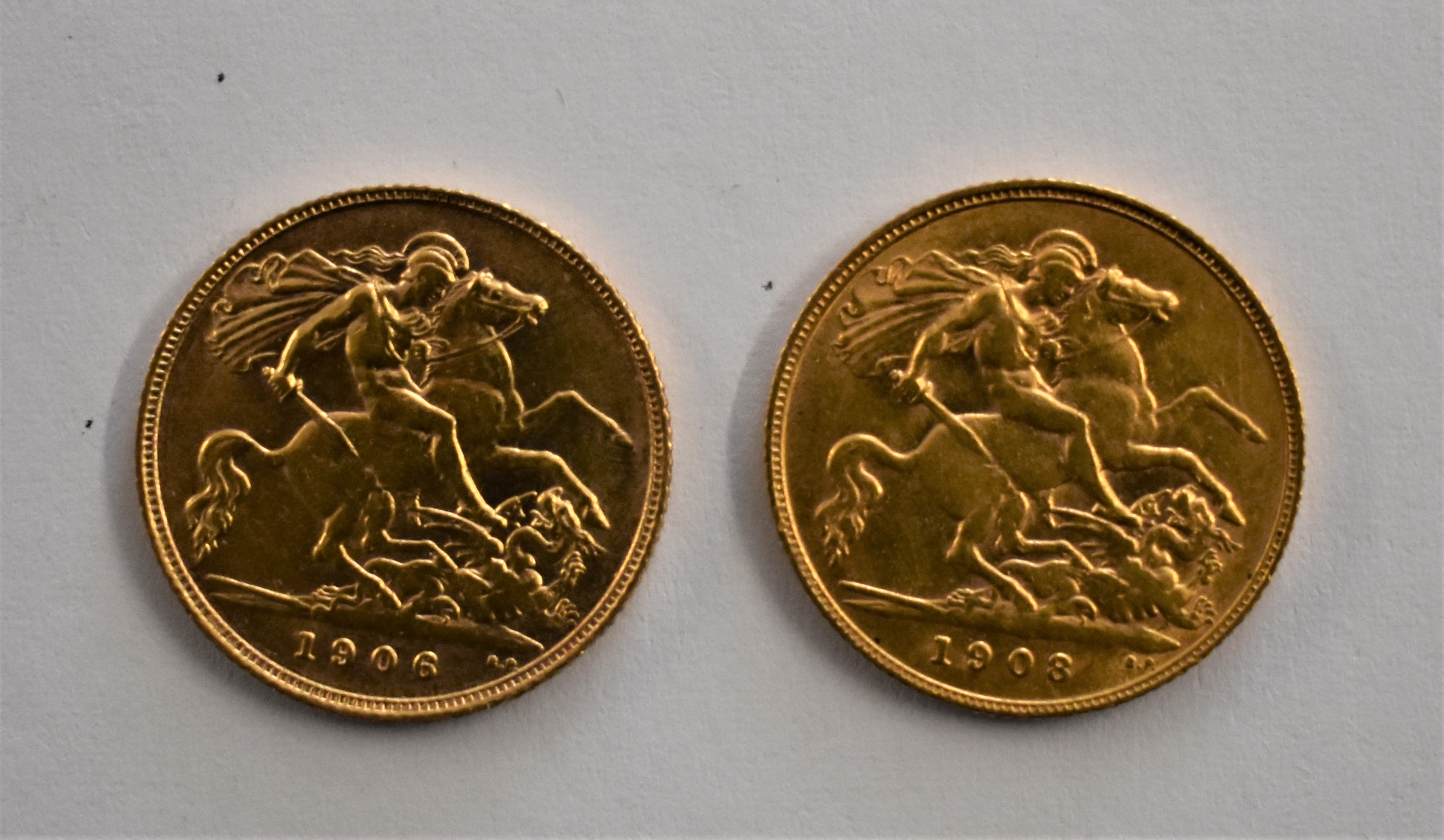 Gold Half Sovereigns 1906 and 1908, EF or better (2) - Image 2 of 2