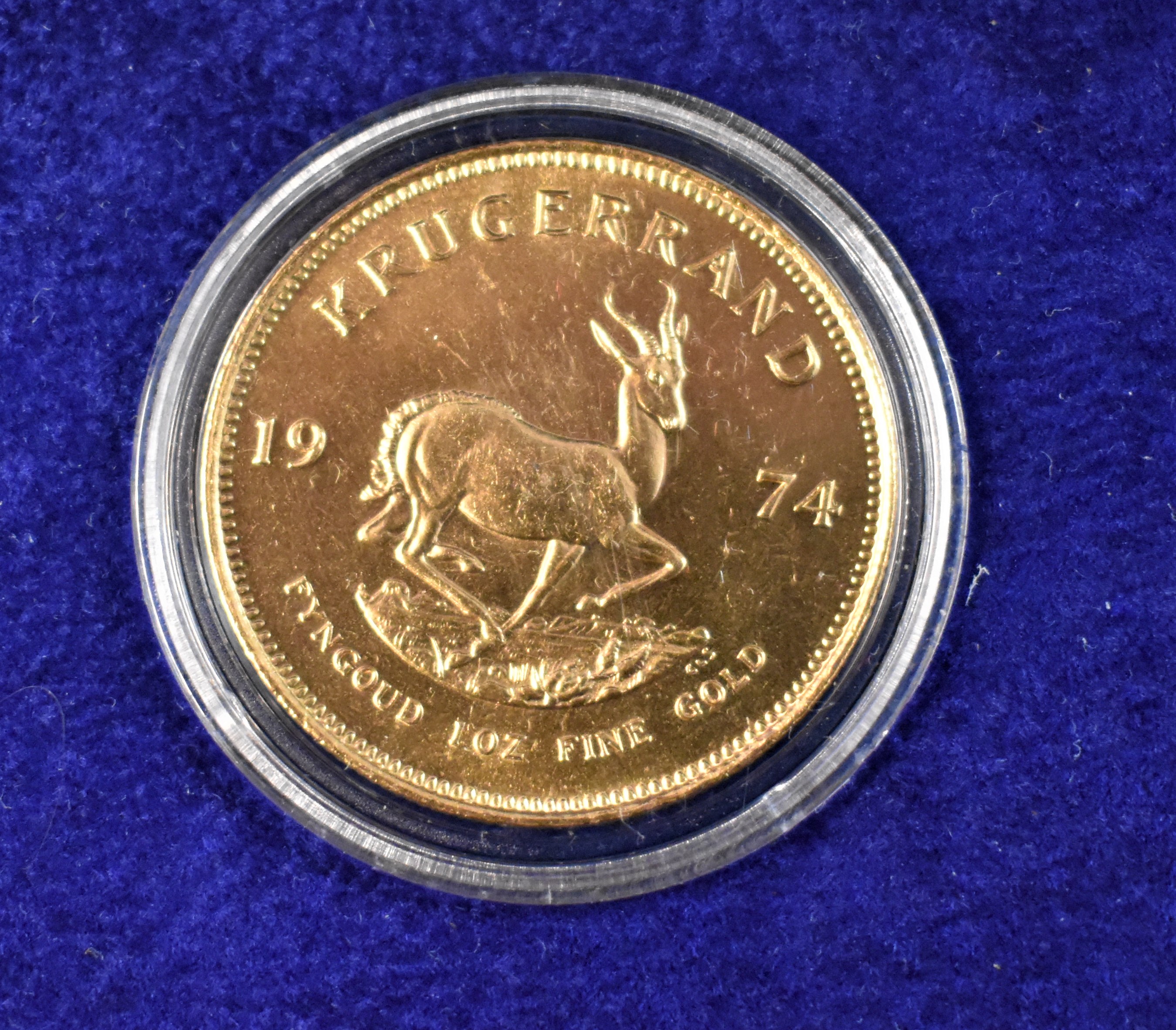 Gold 1974 Krugerrand, UNC in Capsule