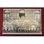 Royal Engineers Tyne Brigade Territorial Division WWI group photo RP Postcard, shows the men in