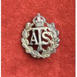 Auxiliary Territorial Service WWII British Sweetheart badge, made from silver, numbered '11053'.