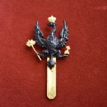 14th/20th King's Hussars Officers Cap Badge (Gilt and black painted), two lugs, second type sealed