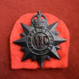 The Victoria Rifles of Canada Regiment WWII Cap Badge (Blackened-bronze), two lugs with voided