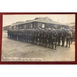 British WWI RP Postcard of No.3 Coy; R.C.A.'s 'Back from the March' - The men lined up for