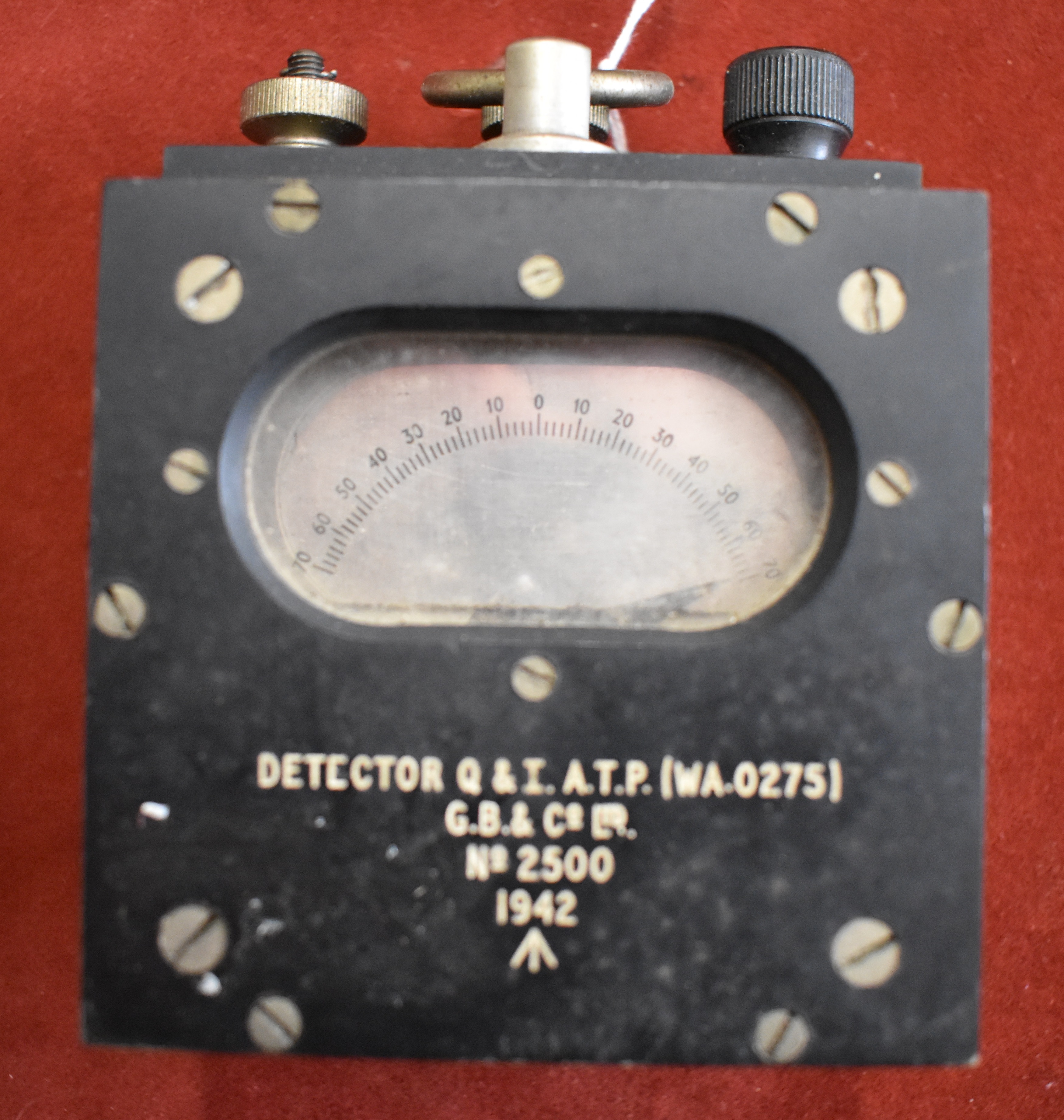 British WWII detonator detector inscribed "Detector Q x I. A.T.P. (WA 0275) G.B. & Co Ltd, No2439