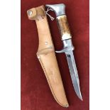 Whitby 1960's Hunting Knife made Solingen Edgebrand No.51, with Leather Sheath having the design