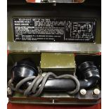 British 1945-1960 Army Line Equipment Field Telephone Set 'J'  YA7815, with original Exide 1 1/2