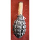 French WWI 1915 First Pattern F1 Grenade with card wick ignition plug fuze cover (Grenade F1,