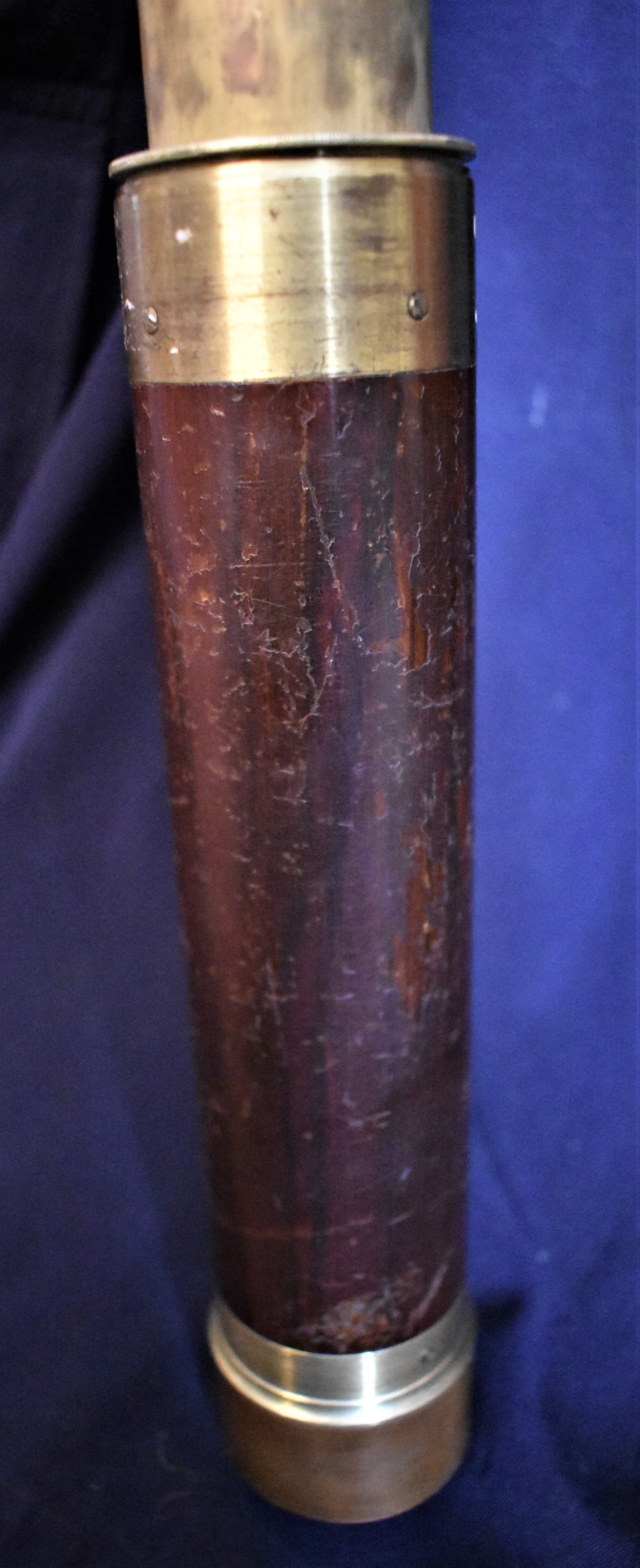 British Military/Nautical 19th century mahogany cased and brass mounted telescope. Four draw with - Image 4 of 4