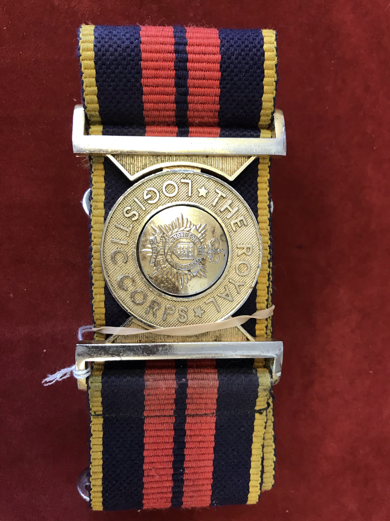 The Royal Logistic Corps Stable Belts (2) one with Staybright buckle and made 'Toye Kenning &