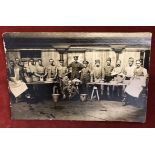 Leicestershire Regiment WWI Catering Team in Kitchen with Kitten Mascot - Fine RP card full of