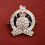 Army Legal Corps EIIR Cap Badge (Gilt and enamel), two lugs and makers mark '010'