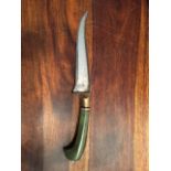 Indo Persian 18/19th Century Mughal Tribal Kerala Kard Pesh Kabz Knife Jade handled Knife, Length