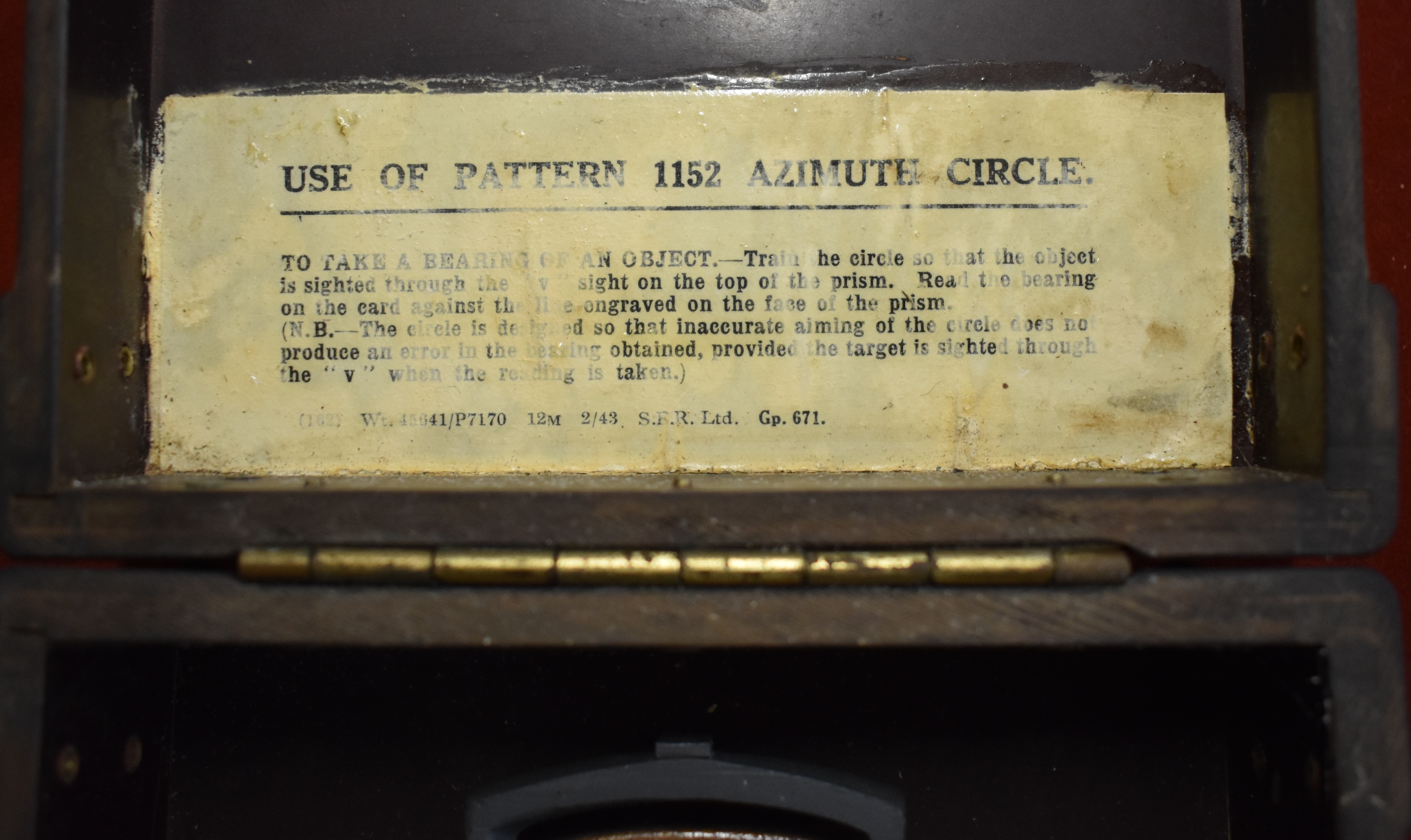 British Navy WWII Azimuth Circle Pattern 1152 dated 1943, AFT Azimuth Compass Fitting. Consists of - Image 4 of 4