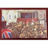 British WWI Art Postcard "The King at The Front. Attending Church Service in the Field.' Pub: "Daily
