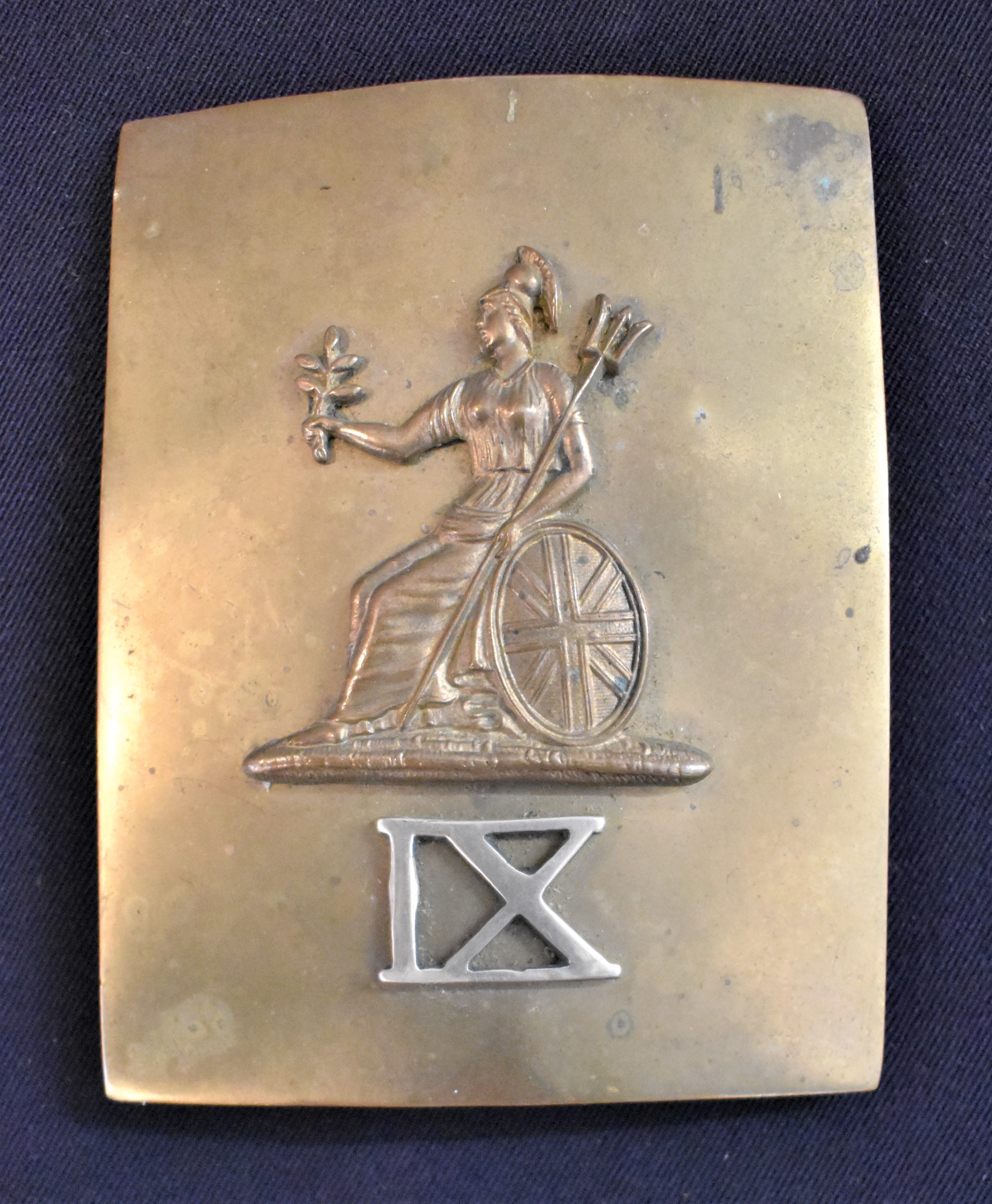 British Victorian 9th Regiment of Foot (East Norfolk) NCO's shoulder belt plate, brass