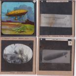 Airships and Zeppelins Magic Lantern Slides (8) (one in colour and seven in b/w) including slides