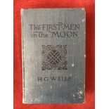 The First Men in the Moon First by H.G. Wells, edition 1901, cloth cover, no D/W
