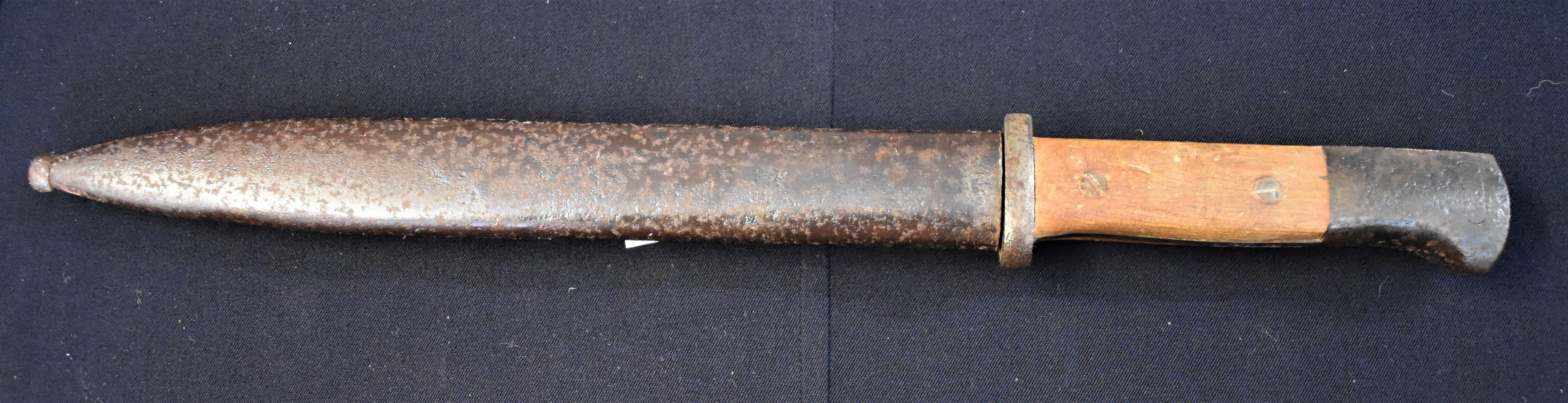 German WWII Mauser Bayonet with maker '162y' obverse of the ricasso and '43ASW' on the reverse,