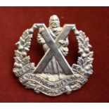 Queen's Own Cameron Highlanders of Canada Cap Badge (White-metal), two lugs