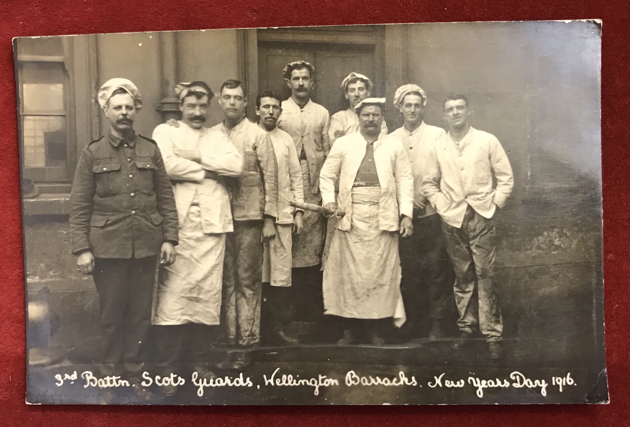 British WWI RP Postcard showing members of the 3rd Battalion, Scots Guards, Wellington Barracks. New