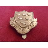 Sussex Volunteer Regiment WWI Cap Badge (Brass), slider. K&K: 1681