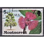 The Urch Harris Variety & Errors Service Montserrat 1980 5 cents Malay apple, OVPT OHMS double,