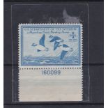 USA 1948 Hunting Permit stamp Scott RW15 $1 Bright blue u/m. Cat £47