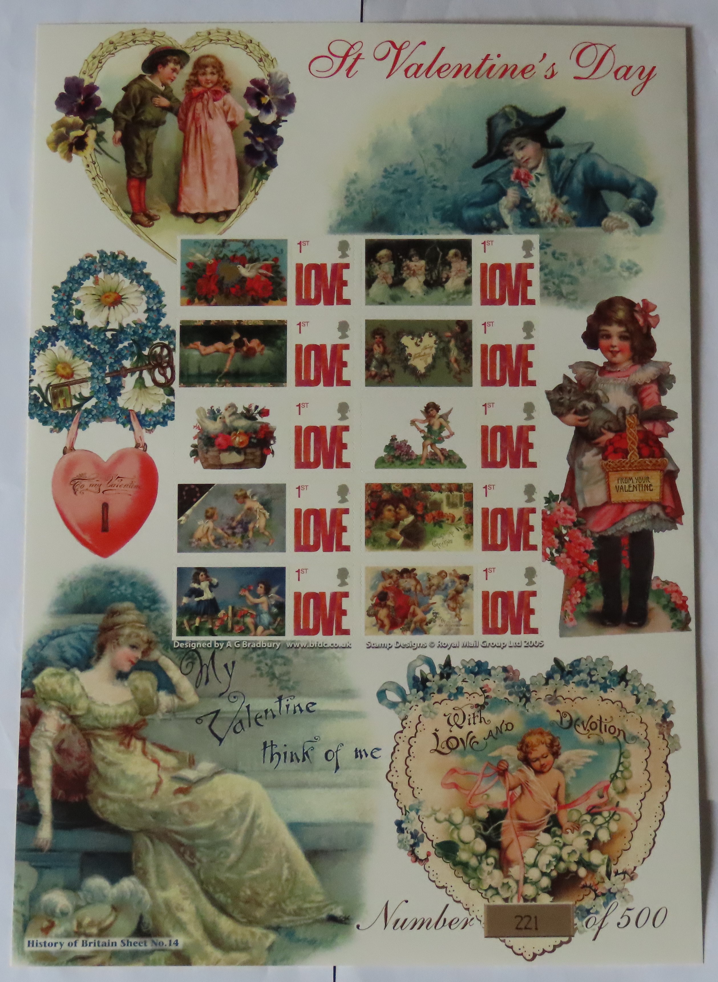 Great Britain 2007 St Valentine's Day Bradbury / Royal Mail 'History of Britain' Sheet No 14. Ten