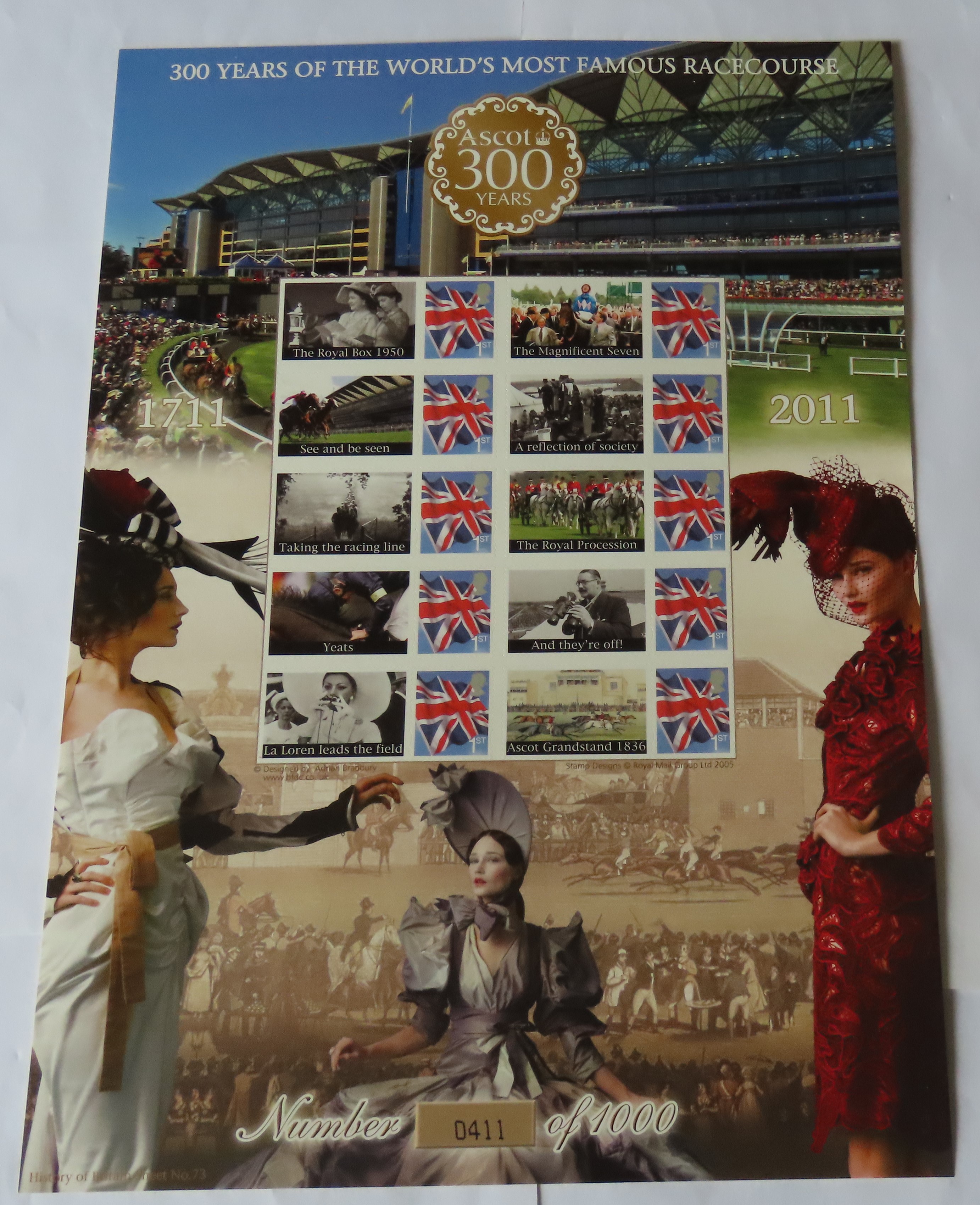 Great Britain 2011 Ascot 300 Years 1711-2011, Royal Mail / Bradbury History of Britain Sheet No.