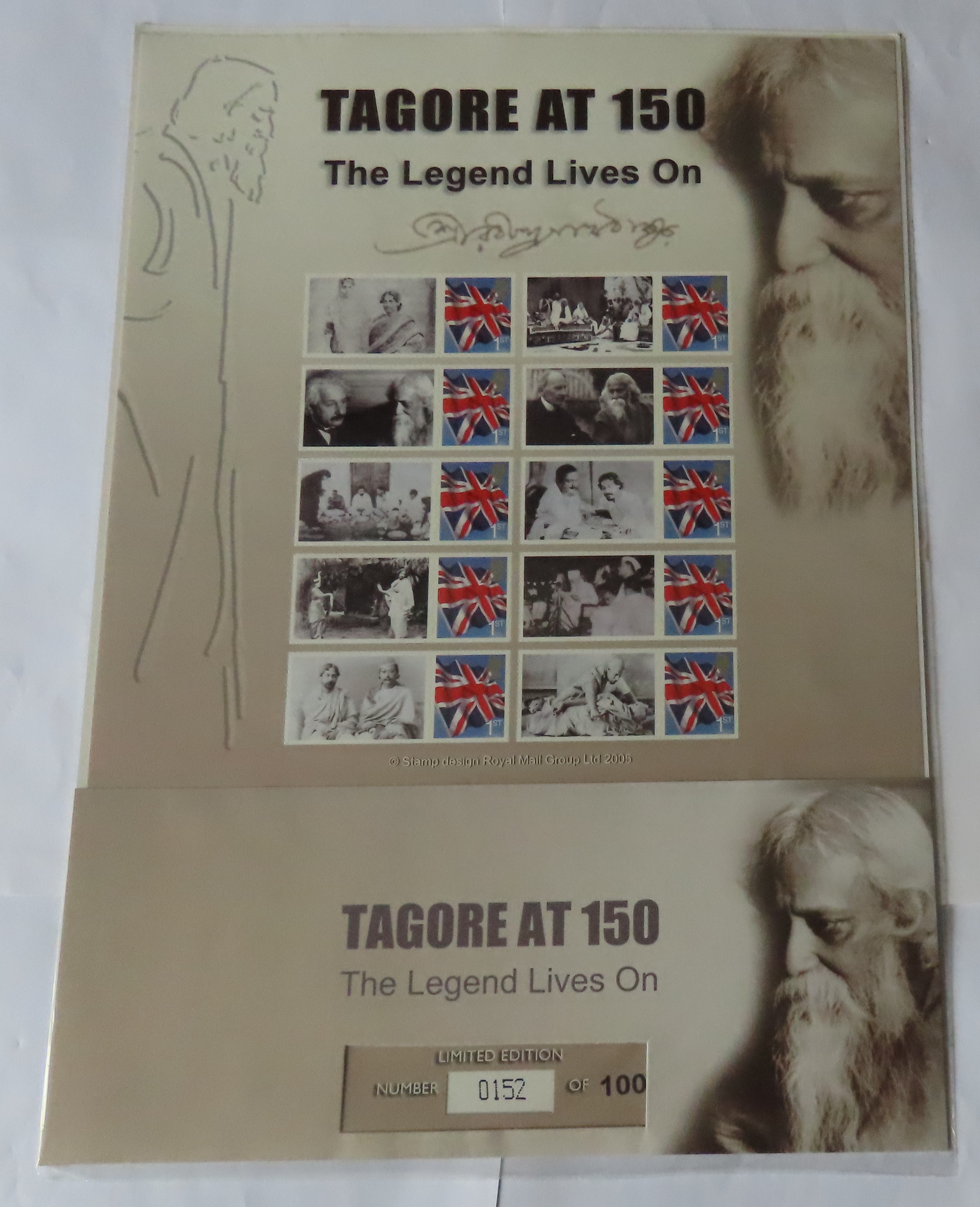 Great Britain 2010 Tagore at 150, The Legend Lives On, Royal Mail Smilers Sheet, Limited edition