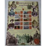 GB 2009 The Tudor kings and queens, Royal Mail / Bradbury History of Britain Sheet no 34. 10 first-