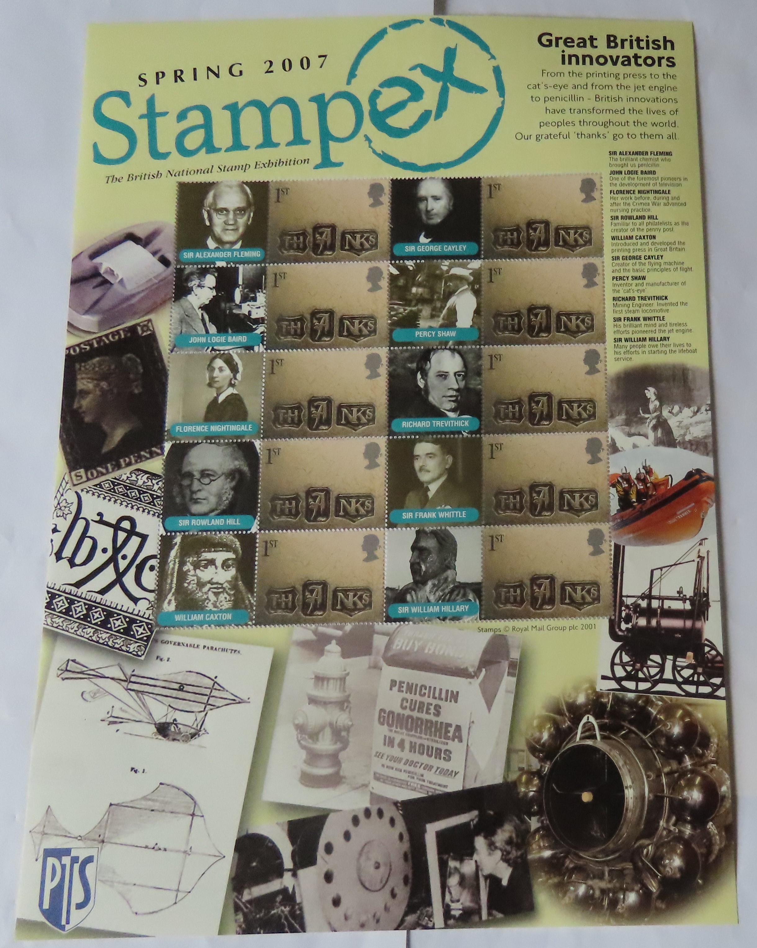 Great Britain 2007 Spring Stampex / Great British Innovators, Royal Mail Smilers Sheet, 10 x