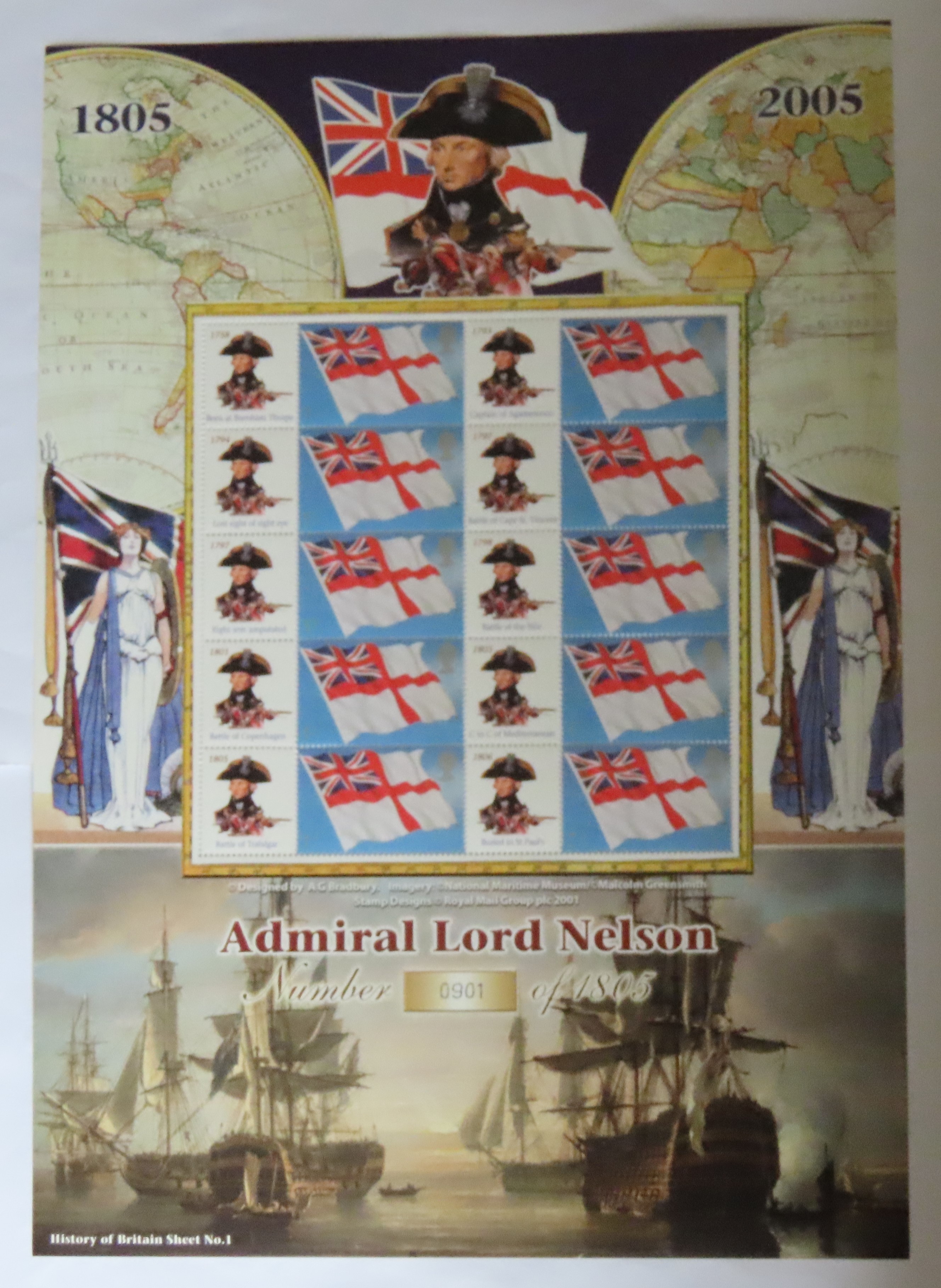 Great Britain 2005 Admiral Lord Nelson 1805-2005 Bradbury / Royal Mail 'History of Britain' Sheet No